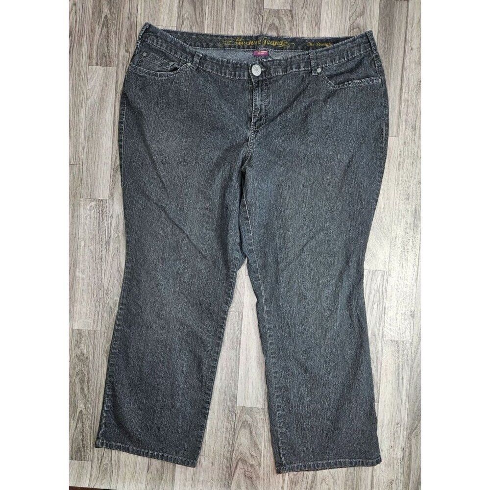 Avenue Womens Size 20 Petite Straight Embroidered Pockets Grey Denim Jeans